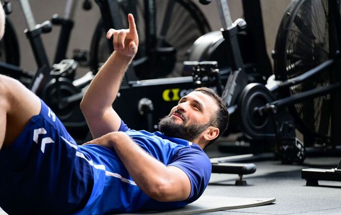 Mohamed Amine Darmoul, hier im Trainingslager im Zillertal, will mit dem TVB Stuttgart hoch hinaus.