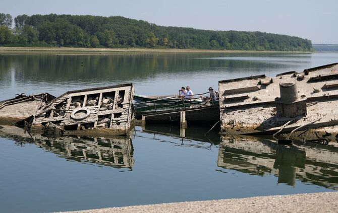 Niedrigwasser der Donau in Serbien