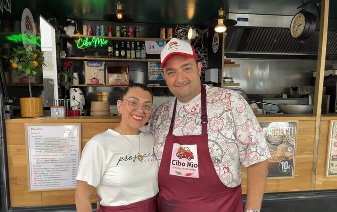 Diese beiden Winnender stecken hinter Cibo Mio - Italian Streetfood: Daniela und Benito Bomenuto.