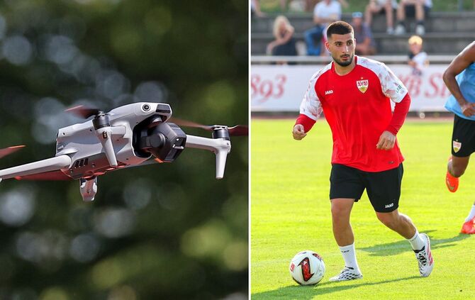Die VfB-Drohne hat Deniz Undav im Trainingslager ständig im Blick.
