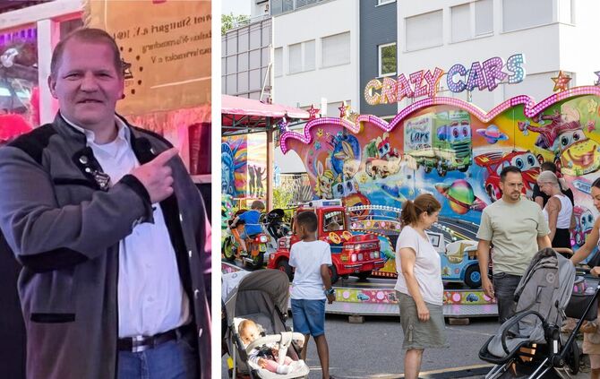 Mark Roschmann ist Vorsitzender des Schausteller Verbandes Südwest (links). Auf dem City-Treff organisiert er den Vergnügungspar