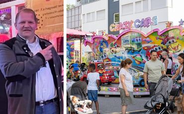 Mark Roschmann ist Vorsitzender des Schausteller Verbandes Südwest (links). Auf dem City-Treff organisiert er den Vergnügungspar