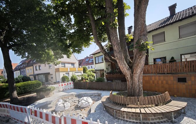 Der Quartiersplatz am Hofmauerweg in Fellbach soll umgestaltet werden. Wann geht's los?