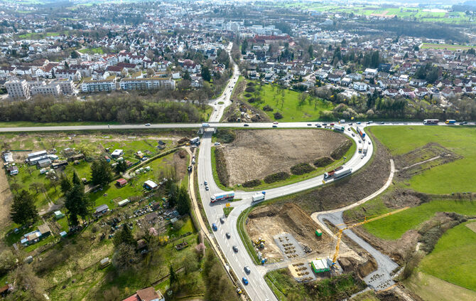 Die B14-Anschlussstelle Backnang/West.