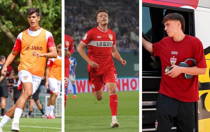 Chema Andrés verlässt den VfB, Dzenan Pejcinovic und Leo Sauer sind neu in Stuttgart (v.l.).