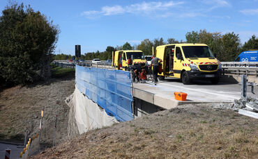 Bauarbeiten auf der B14-Brücke und der Unterführung Erbachhof.
