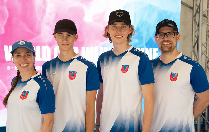 Die Athleten der SV Winnenden (von links): Mona Heller, Silas Bauer, Maximilian Löw und Noah Sing.