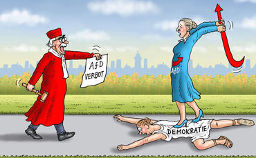 Die Karikatur "Mission Impossible" von Marian Kamensky ist aktuell Thema im Landtag von Baden-Württemberg. Die Schulbuch-Version