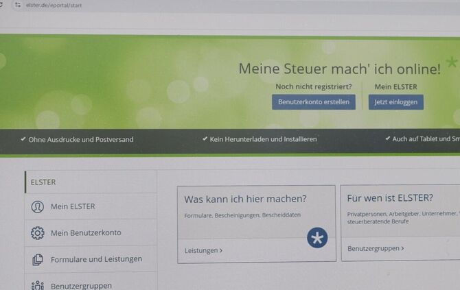 Über das offizielle Onlineportal der deutschen Steuerverwaltung Elster übermitteln die meisten ihre Steuererklärung ans zuständi