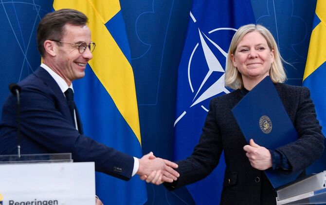Pressekonferenz zur Aufnahme Schwedens in die Nato