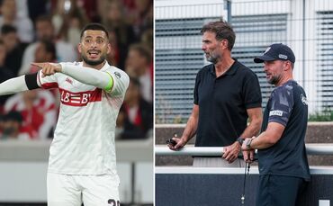 Bundestrainer Jürgen Klopp schaute jüngst beim Training des VfB Stuttgart vorbei und verzichtet wohl auf Deniz Undav (links).