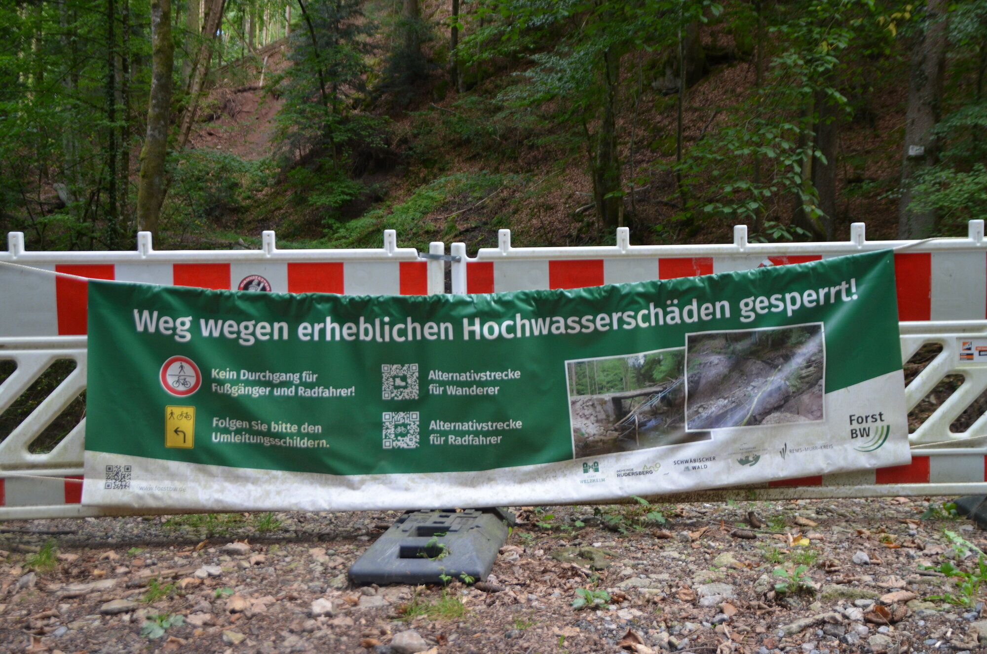 Cyclists wandering on the way to Lake Ebnisee: Will the bridge be rebuilt?