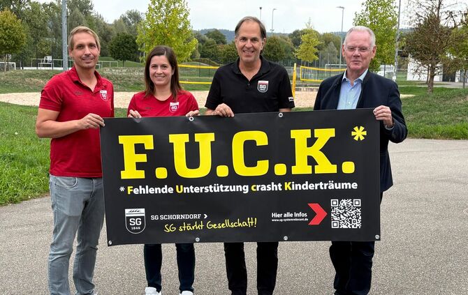Die SG Schorndorf startet eine Kampagne für mehr Wertschätzung in der Stadt. Auf dem Bild von links nach rechts Benjamin Wahl, N