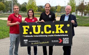 Die SG Schorndorf startet eine Kampagne für mehr Wertschätzung in der Stadt. Auf dem Bild von links nach rechts Benjamin Wahl, N