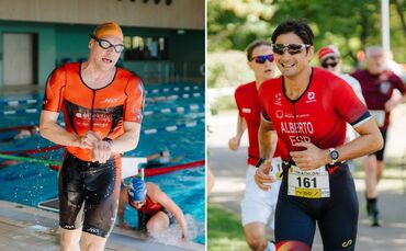 Beim 2. Weinstadt Triathlon starteten die Athleten erst im Wasser, zum Abschluss ging es dann ans Laufen.