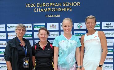 Die Schorndorfer Teilnehmerinnen bei der Senioren-Europameisterschaft im Badminton: Christine Winniger, Christa Zimmermann, Kers