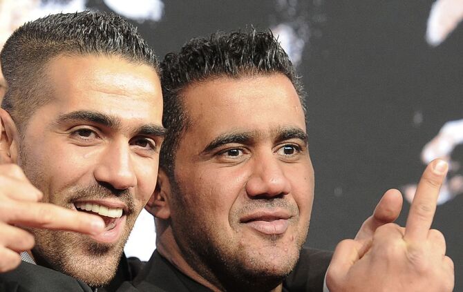 Der Rapper Bushido (l) posiert mit Arafat Abou-Chaker