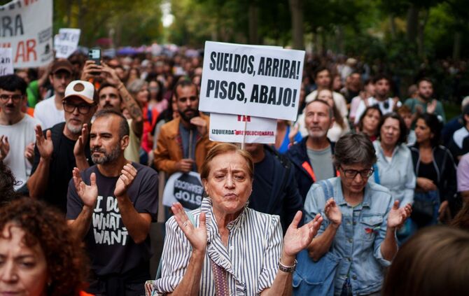 Demonstration gegen hohe Mieten in Madrid
