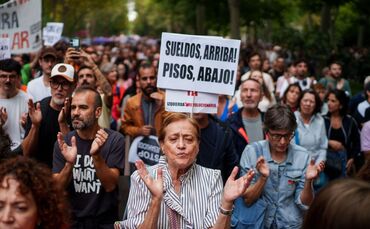 Demonstration gegen hohe Mieten in Madrid