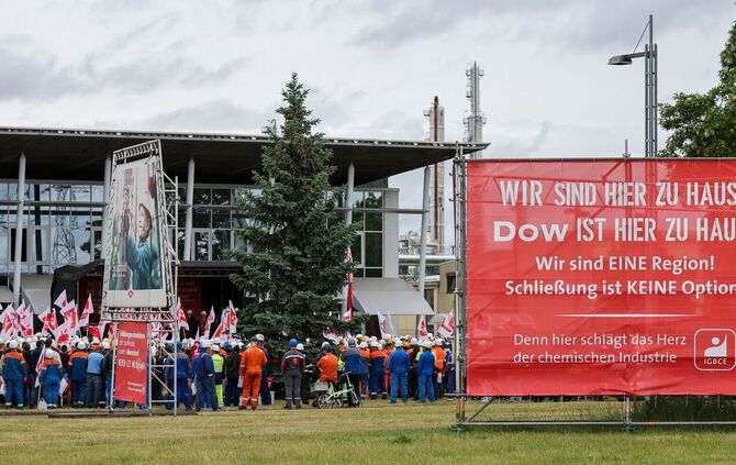 Protest gegen die Stilllegungspläne von Dow Chemical