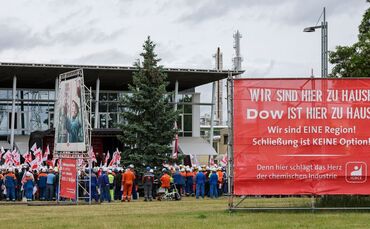 Protest gegen die Stilllegungspläne von Dow Chemical