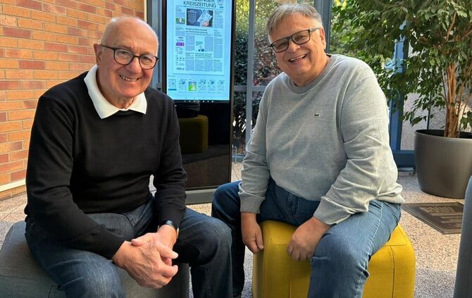Sie beide eint Vereinsgeschichte: Klaus Riedel (SKV-Urgewächs) und Lothar Obermayer, einst mit dem VfR aufgewachsen sowie heutig