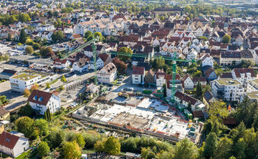 Spektakulär: Der Blick von oben auf das große Wohnbauprojekt mitten in Winnenden, aufgenommen am 5. Oktober.