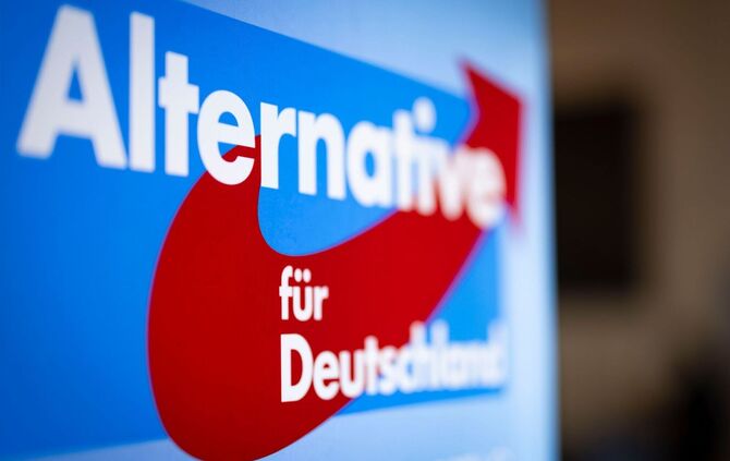 Aufsteller mit dem Schriftzug «Alternative für Deutschland»