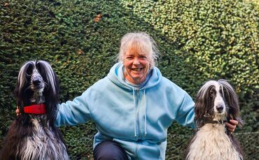 Ulrike Müller mit ihren beiden Afghanen Darwin (links) und Oreo. Dass die Hundesteuer für den Einen nächstes Jahr 156 und für de