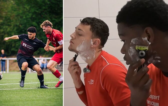 Christos Tranidis (links) hat das Werbevideo des TSV Schwaikheim gedreht (rechts ein Screenshot aus dem Clip).