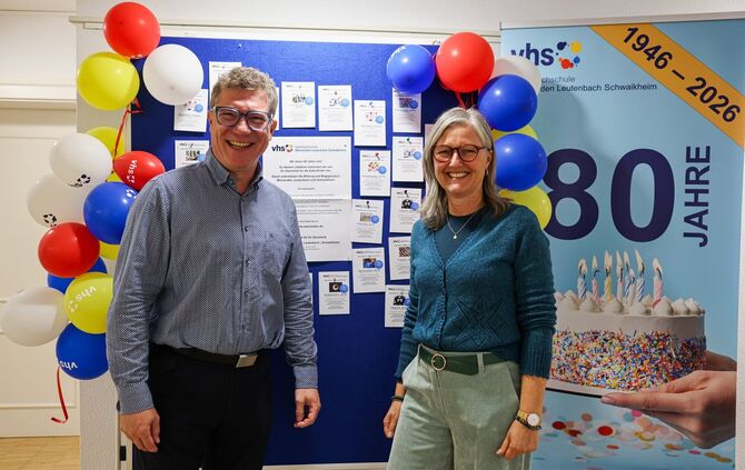Mathias Mundl und Heike Hindemith leiten die Volkshochschule Winnenden, die dieses Jahr 80 Jahre alt geworden ist. Was gibt's Ne