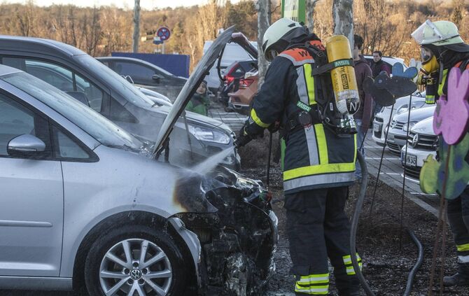 Auto brennt auf Parkplatz vom Globus Baumarkt_1